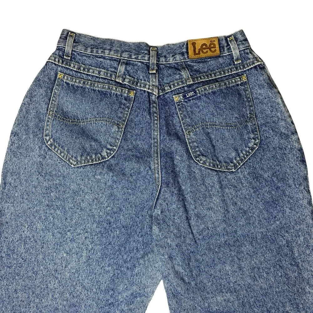 Vintage Lee Jeans Womens 14 Med Blue High Rise Pleated Tapered Mom 90s‎